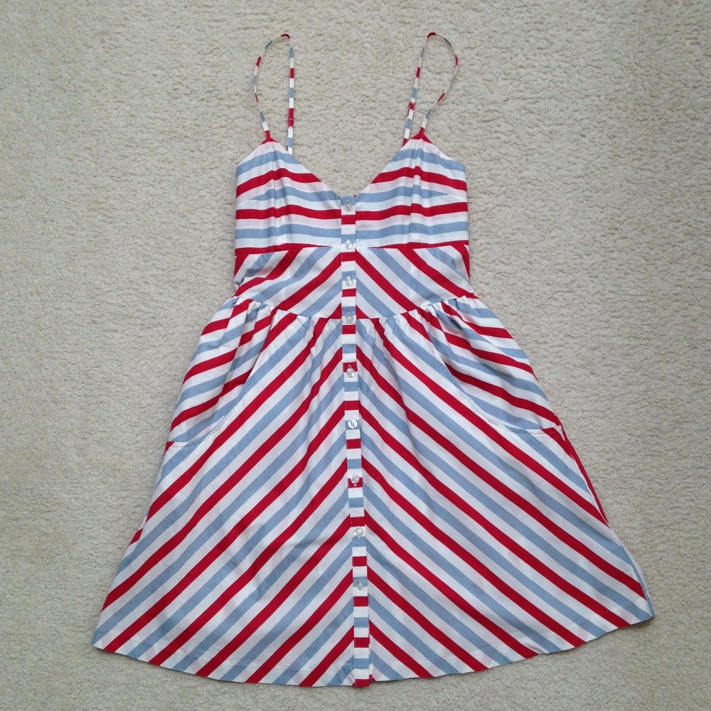 Cute Sundress, Red White and Baby Blue, Size S